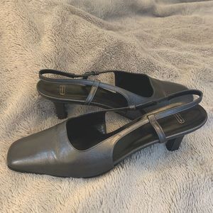 Coach Square Toe Slingback Pewter 9